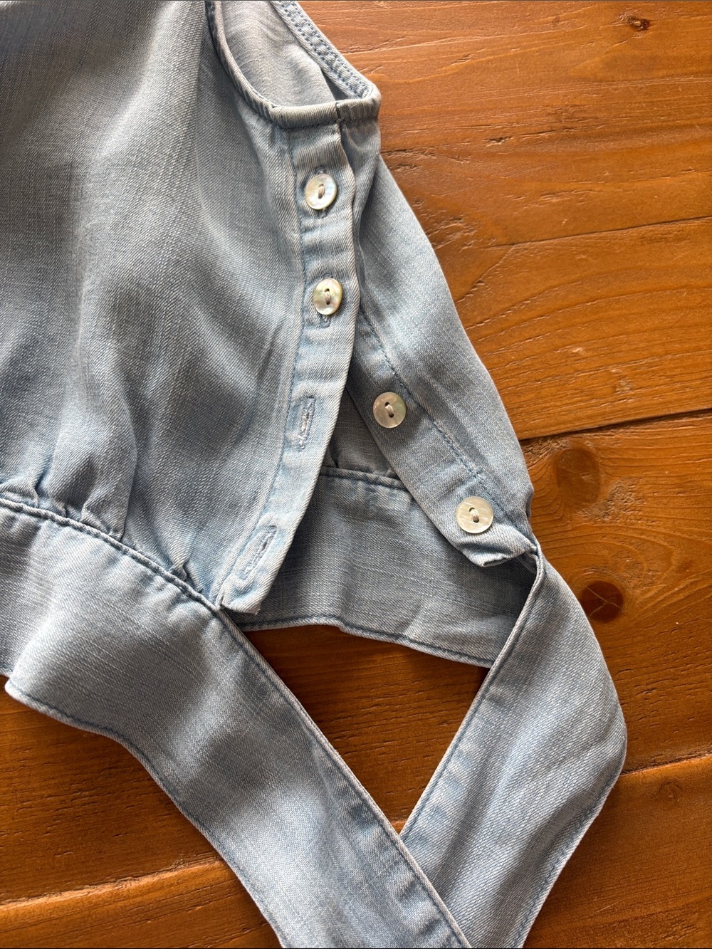Bella Dahl Light Blue Chambray Halter Side TieTop - Picture 3 of 3